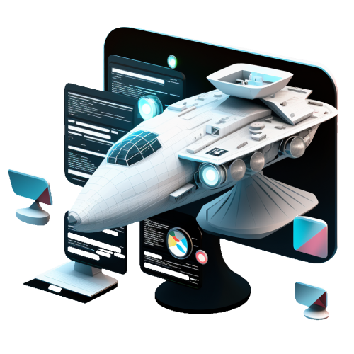 Complex app represented by spaceship